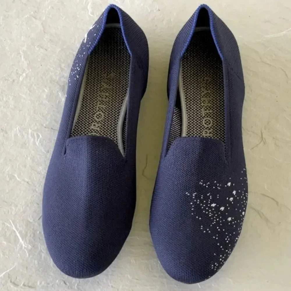 Rothy’s Authentic Pisces Zodiac Marine Blue Rounded Flats Size 8 1/2